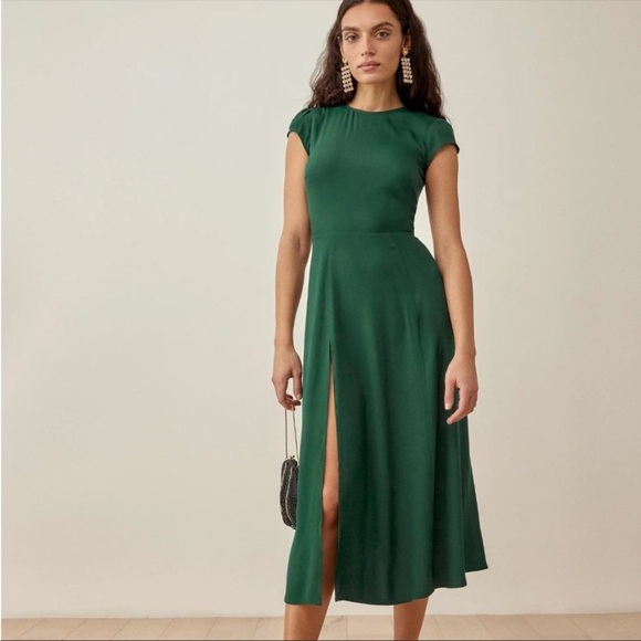 Reformation Gavin dress in emerald worn once. - Picture 1 of 5